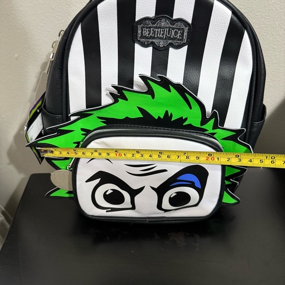 Beetlejuice Striped Mini Backpack with Iconic Green Hair Design - Picture 5 of 8